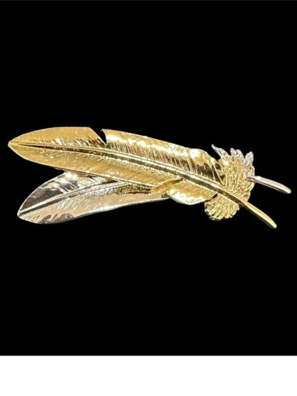 Danecraft Vintage Gold & Silver Tone Feather Brooch Pin Signed 2" X 3/4"